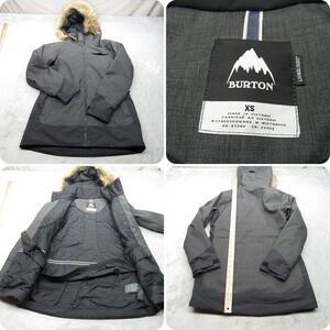 Burton Lelah Ski Jacket Women XS Gray Thermolite Fur Hooded Waterproof Insulated